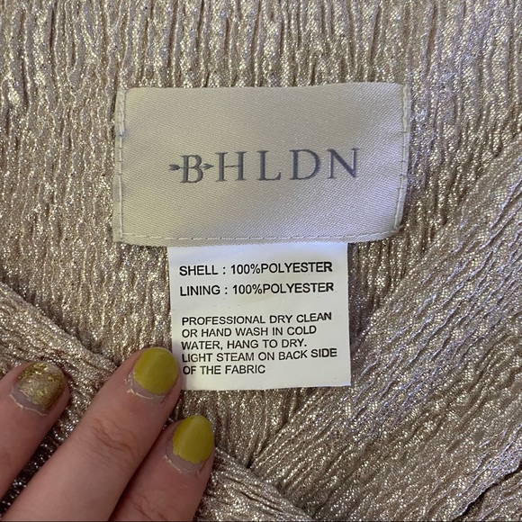 BHLDN Anthro Diedra Rose Gold Metallic Wrap Front Gown Floor Length Dress - Picture 14 of 16